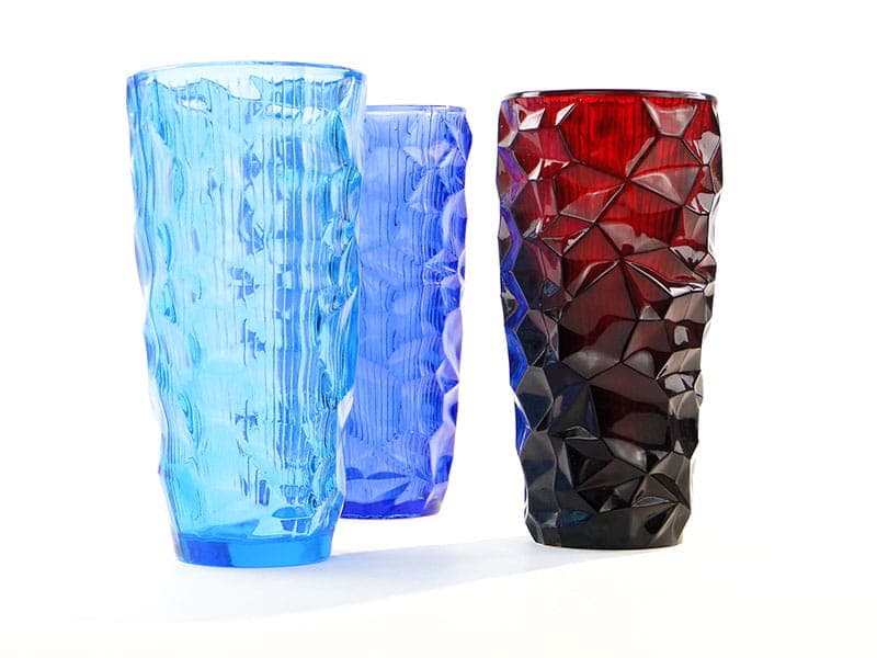 Vase Okulus, blue soda-lime glass, by J. Drost, Ząbkowice, Poland, 1960s. - 227002