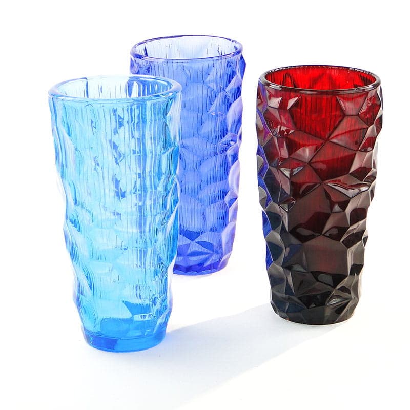 Vase Okulus, blue soda-lime glass, by J. Drost, Ząbkowice, Poland, 1960s. - 226999