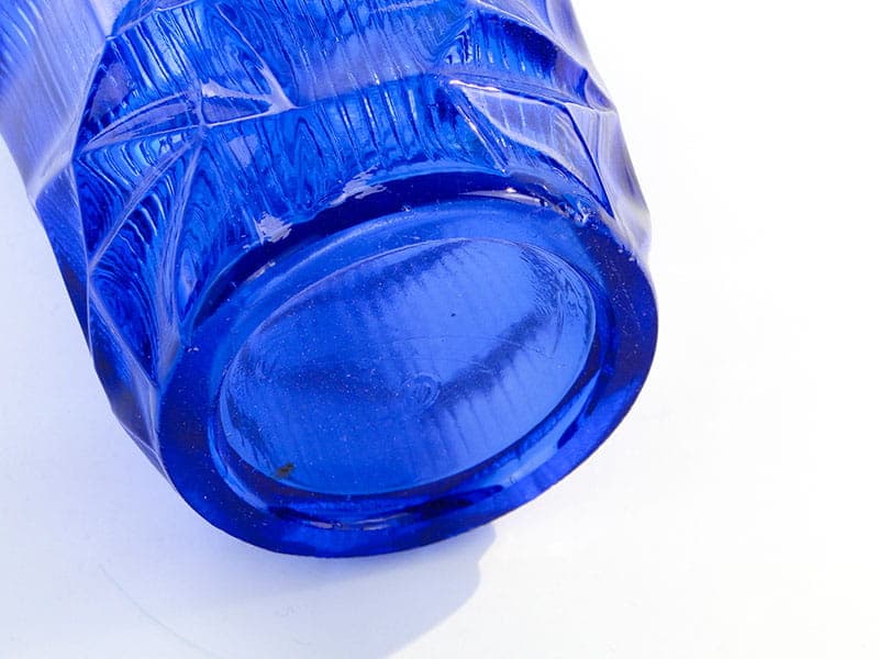 Vase Okulus, blue soda-lime glass, by J. Drost, Ząbkowice, Poland, 1960s. - 227001