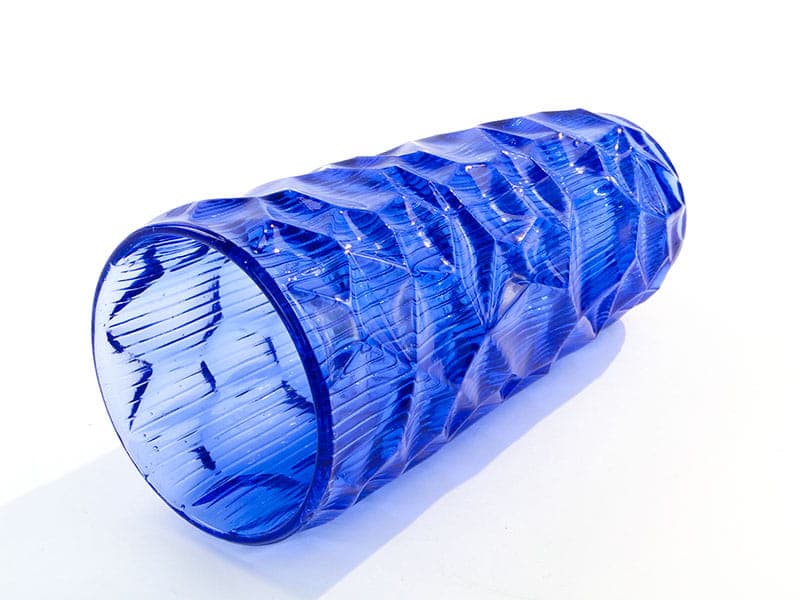 Vase Okulus, blue soda-lime glass, by J. Drost, Ząbkowice, Poland, 1960s. - 226994