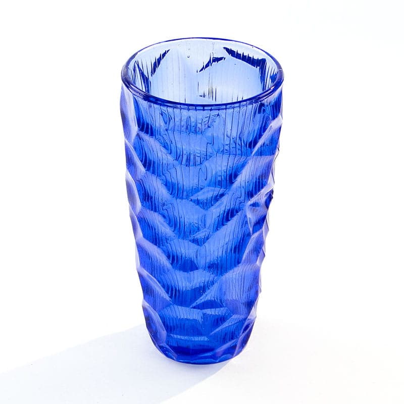 Vase Okulus, blue soda-lime glass, by J. Drost, Ząbkowice, Poland, 1960s. - 226996