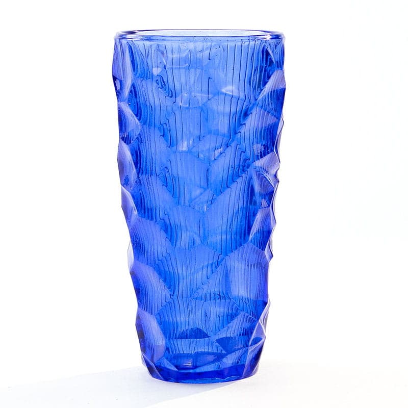 Vase Okulus, blue soda-lime glass, by J. Drost, Ząbkowice, Poland, 1960s.