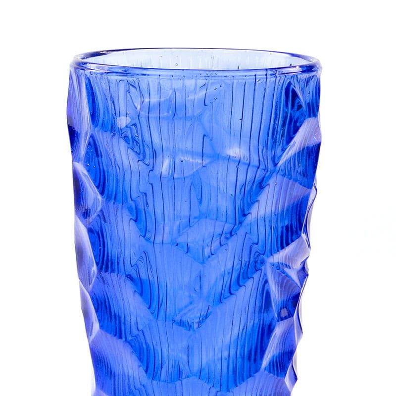 Vase Okulus, blue soda-lime glass, by J. Drost, Ząbkowice, Poland, 1960s. - 226997