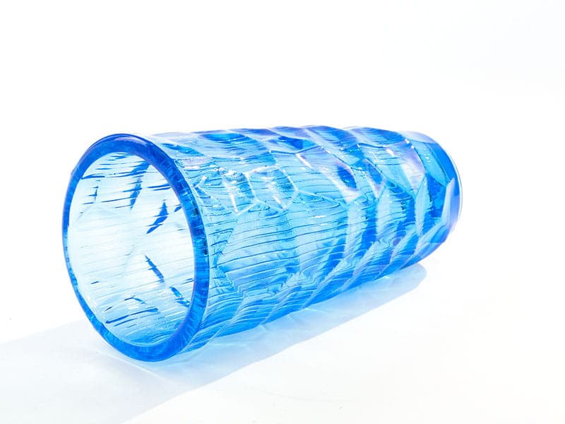 Vase Okulus, blue soda-lime glass, by J. Drost, Ząbkowice, Poland, 1960s. - 227015