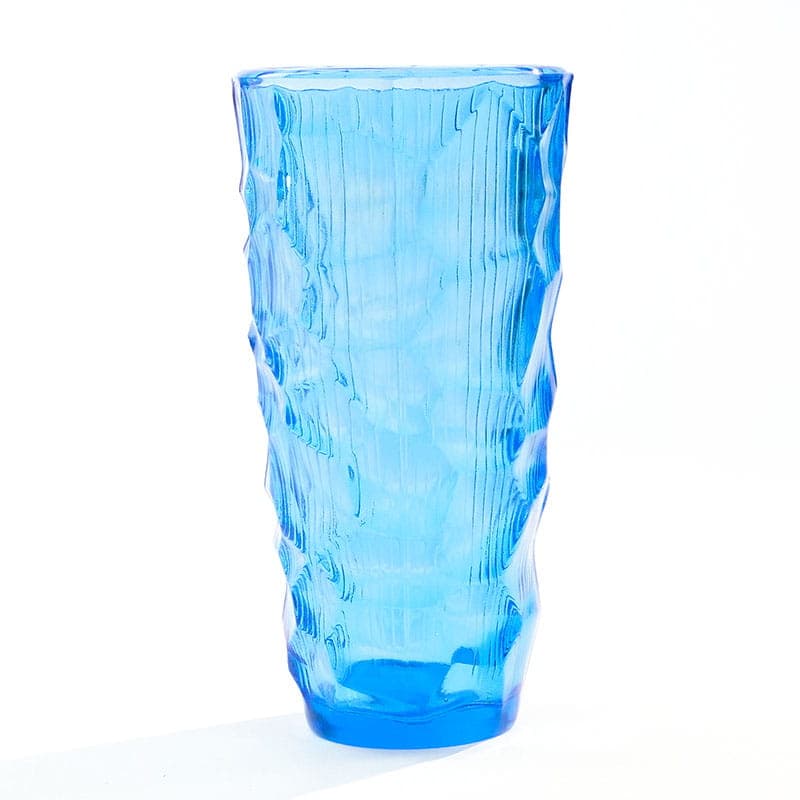 Vase Okulus, blue soda-lime glass, by J. Drost, Ząbkowice, Poland, 1960s.