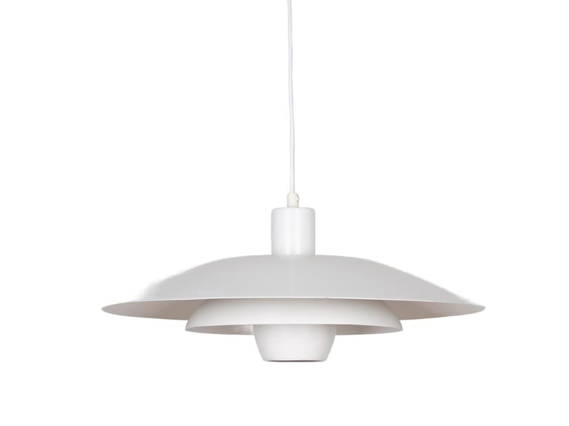 Pendant lamp, white aluminum, by K. Wiborg, Jeka, Denmark, 1980s.