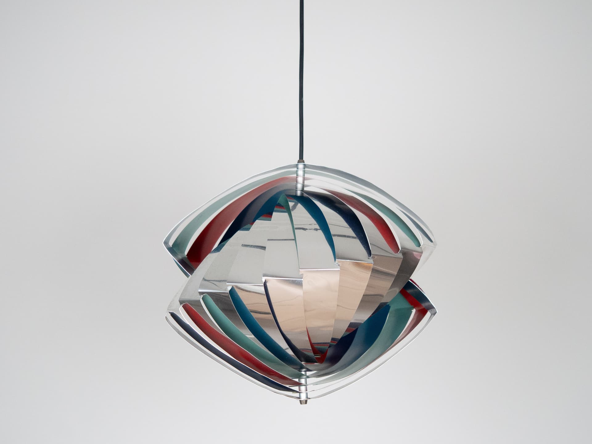 Pendant lamp Konkylie, multicolor aluminum, by L. Weisdorf, Lyfa, Denmark, 1960s. - 227084