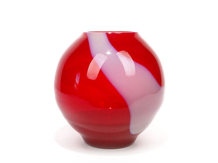 Spherical vase, multicolor, glass, by R. Rosinek, for Huta Szkła Artystycznego 'Barbara', Poland, 1980s. - 227106
