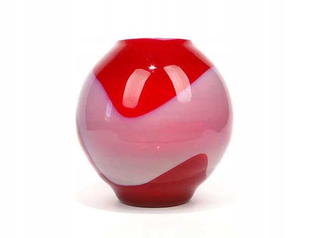 Spherical vase, multicolor, glass, by R. Rosinek, for Huta Szkła Artystycznego 'Barbara', Poland, 1980s. - DIMENSION