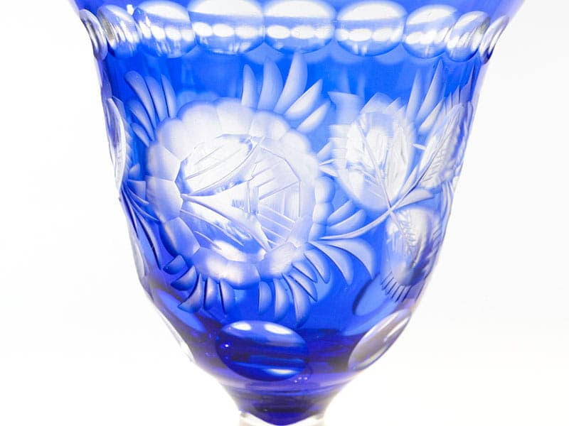 Kielich do wina, art déco, kryształ niebieski, Polska, lata 20. - 227117