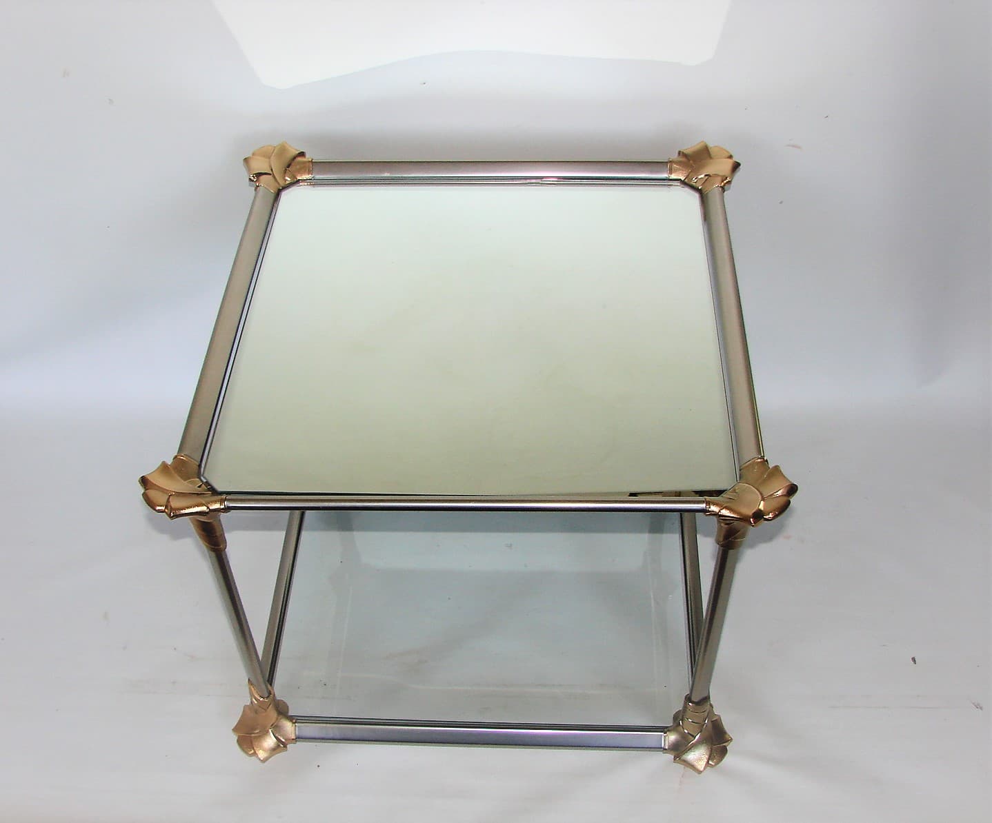 Coffee table, silver, aluminum, glass, 1970s. - 227142