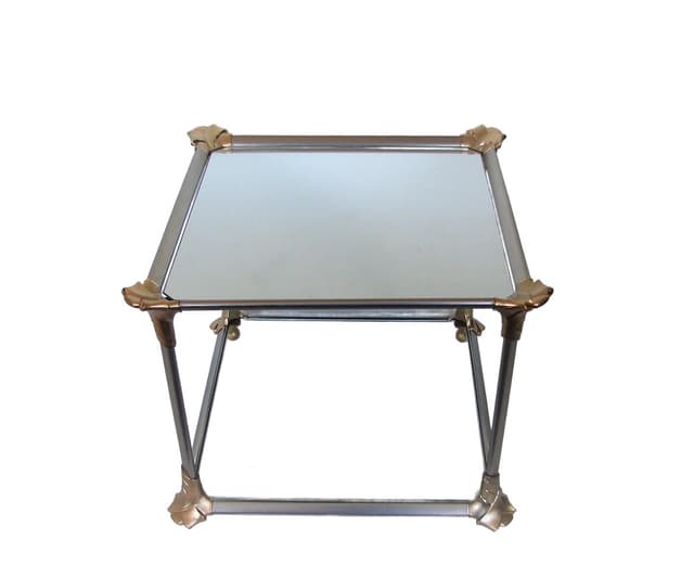 Coffee table, silver, aluminum, glass, 1970s. - DIMENSION