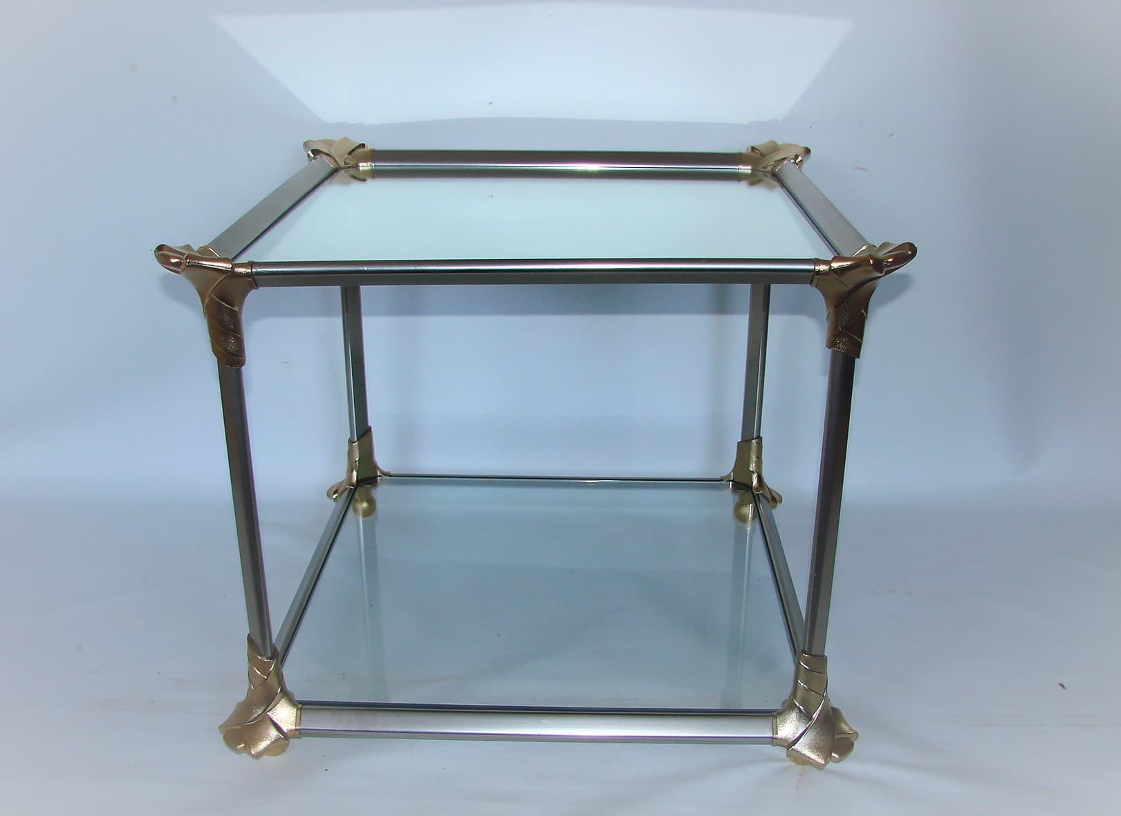 Coffee table, silver, aluminum, glass, 1970s. - 227144