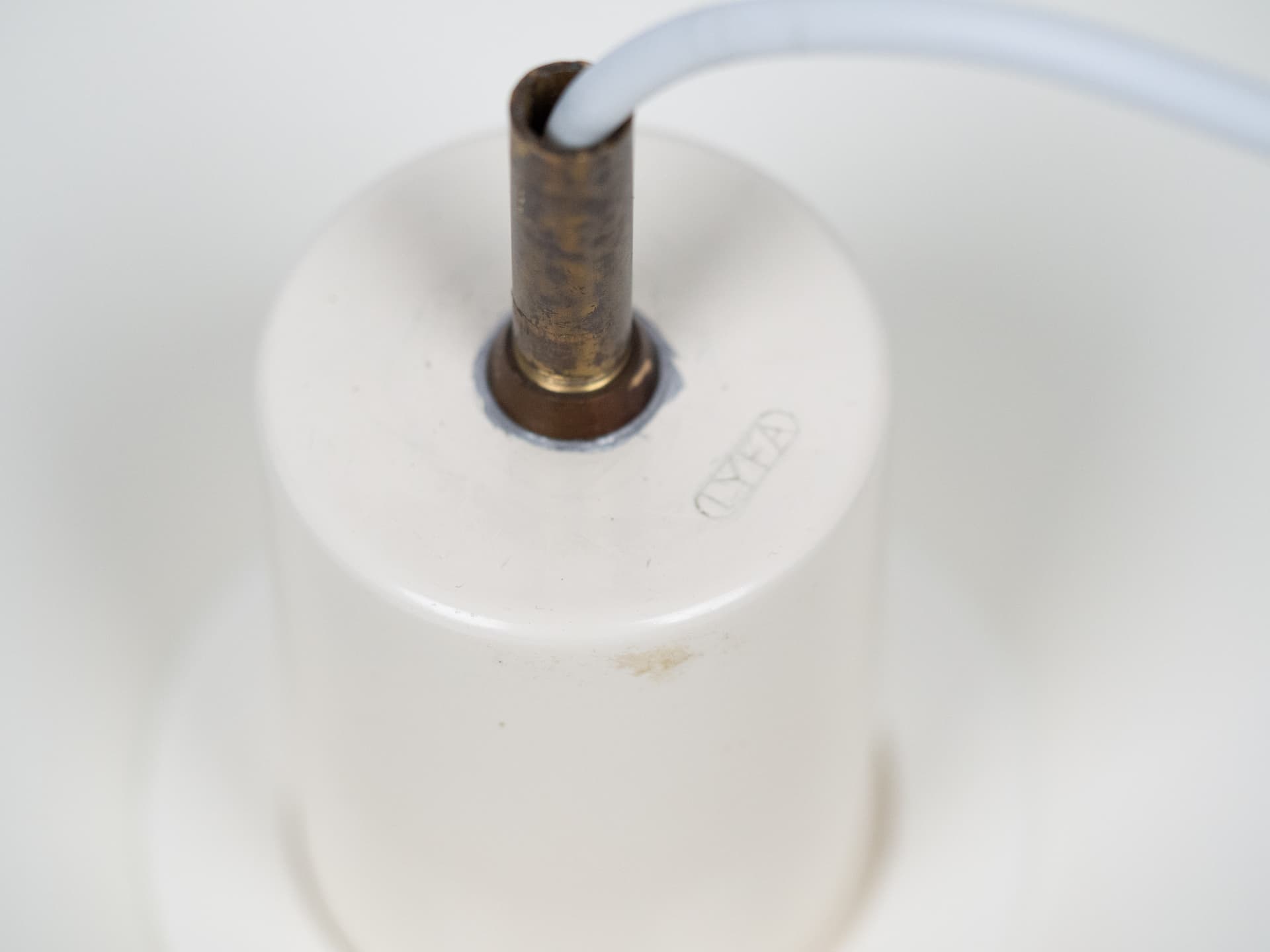 Lampa wisząca RA, biała, proj. P. Hein, Lyfa, Dania, lata 70. - 227175