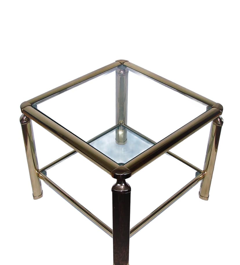 Coffee table modern, gold brass, glass, 1960s.