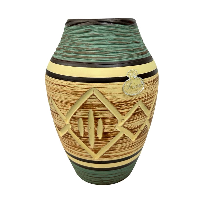 Wazon ESR Sawa 256-15, beżowy, ceramika, Niemcy, lata 60.