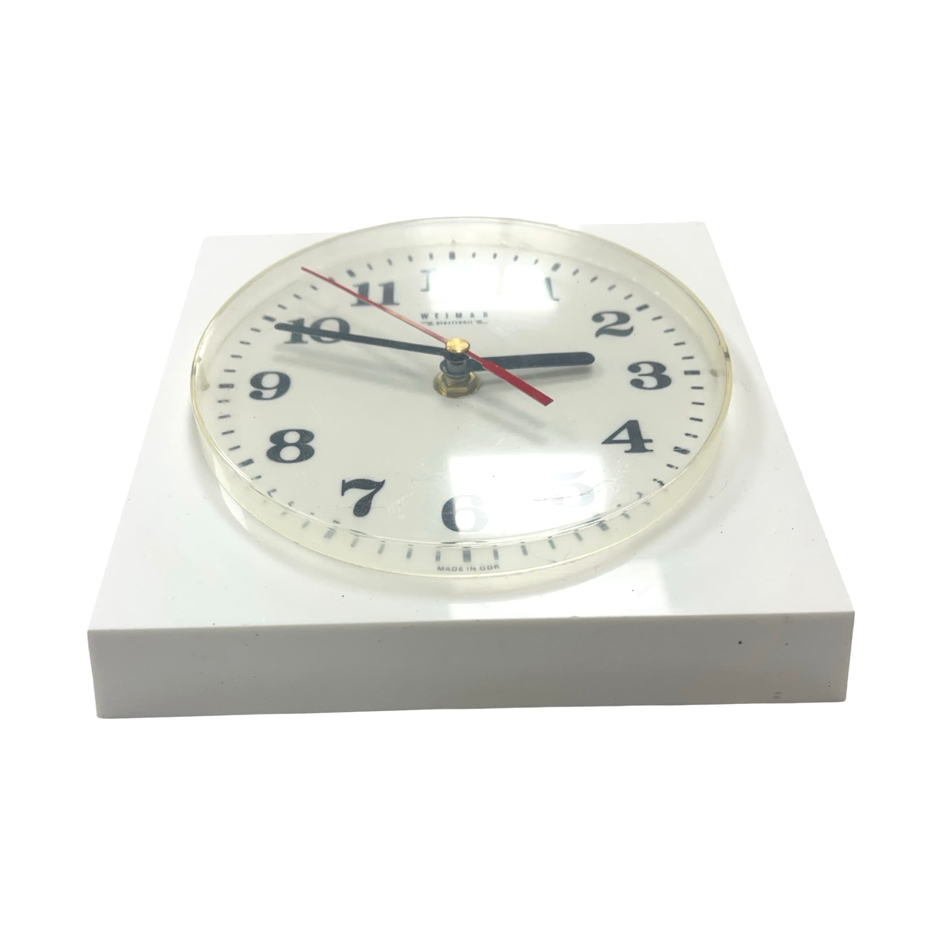 Zegar ścienny Weimar Electronic, biały, plastik, NRD, lata 70. - 227323