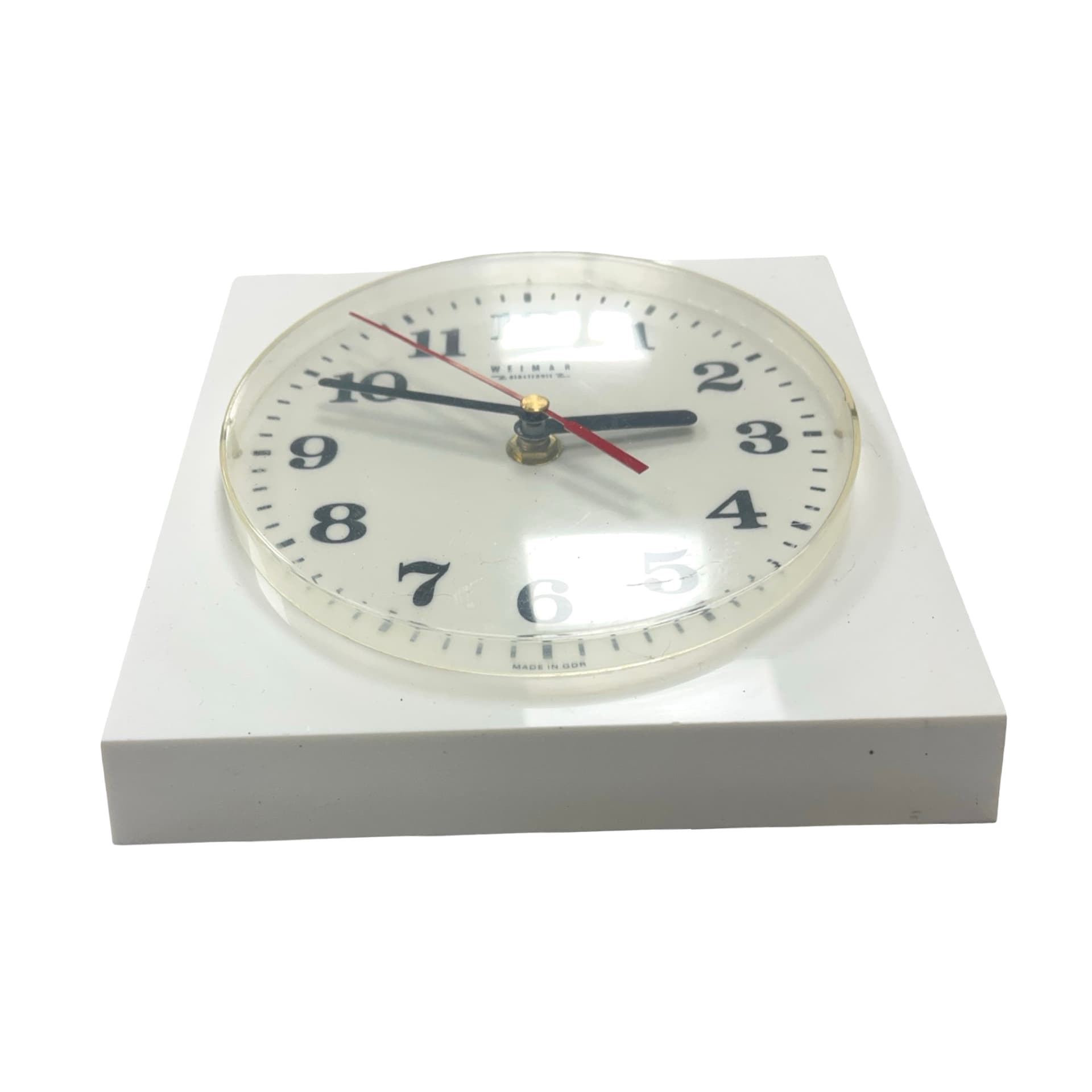 Zegar ścienny Weimar Electronic, biały, plastik, NRD, lata 70. - 227324