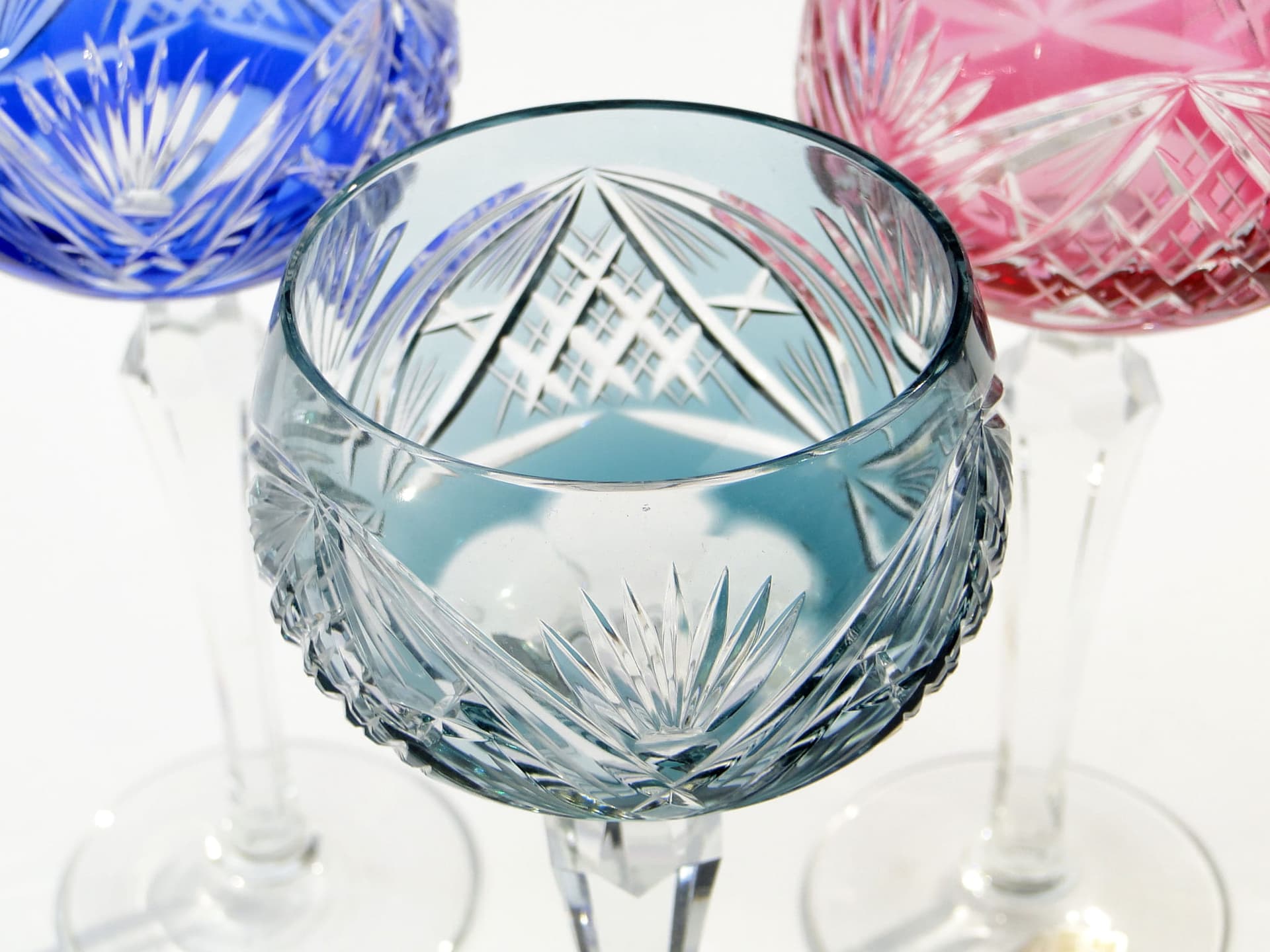 Zestaw sześciu kielichów Art Deco, multicolor, kryształ, Niemcy, lata 30. - 227346