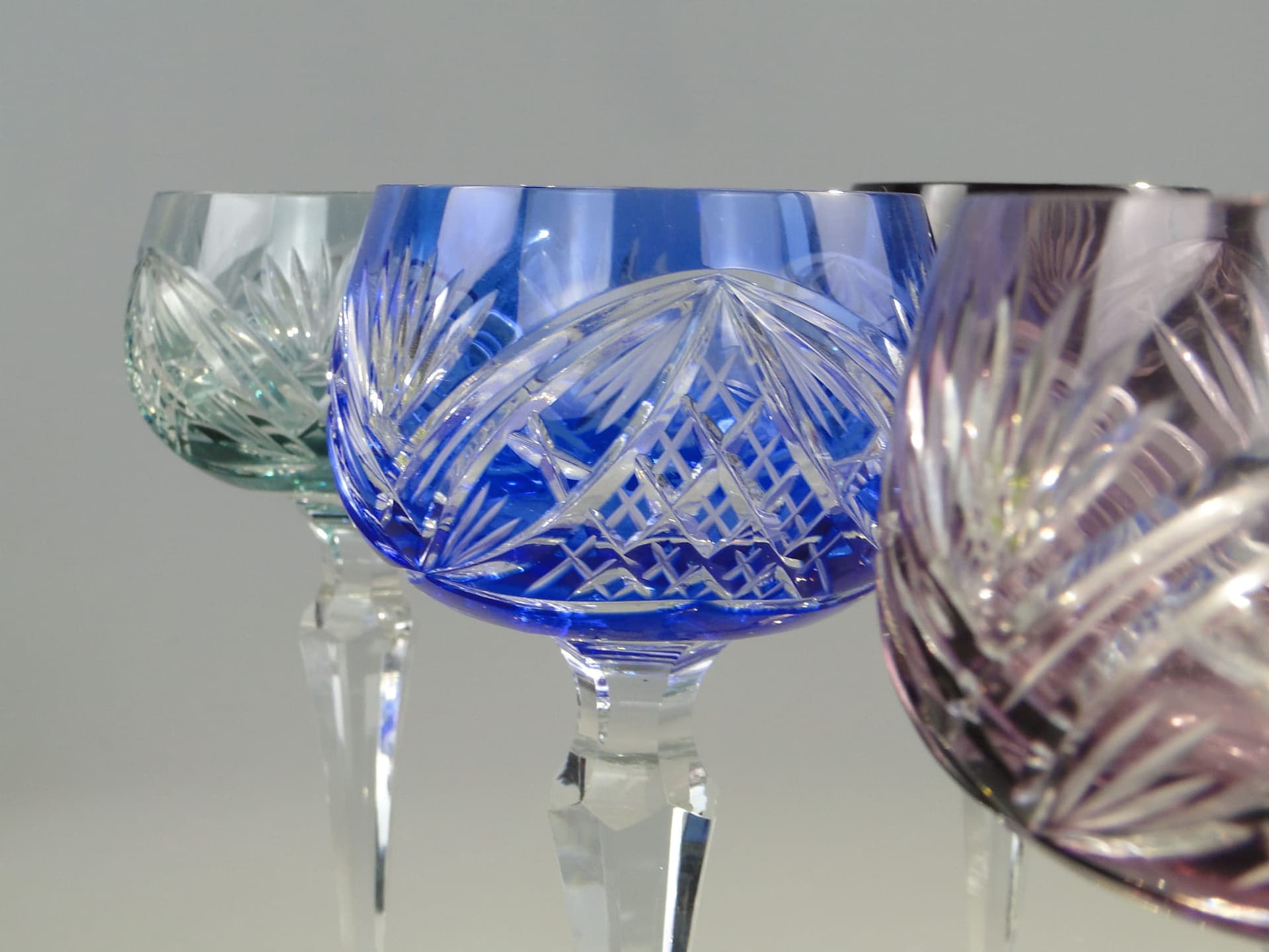 Zestaw sześciu kielichów Art Deco, multicolor, kryształ, Niemcy, lata 30. - 227353