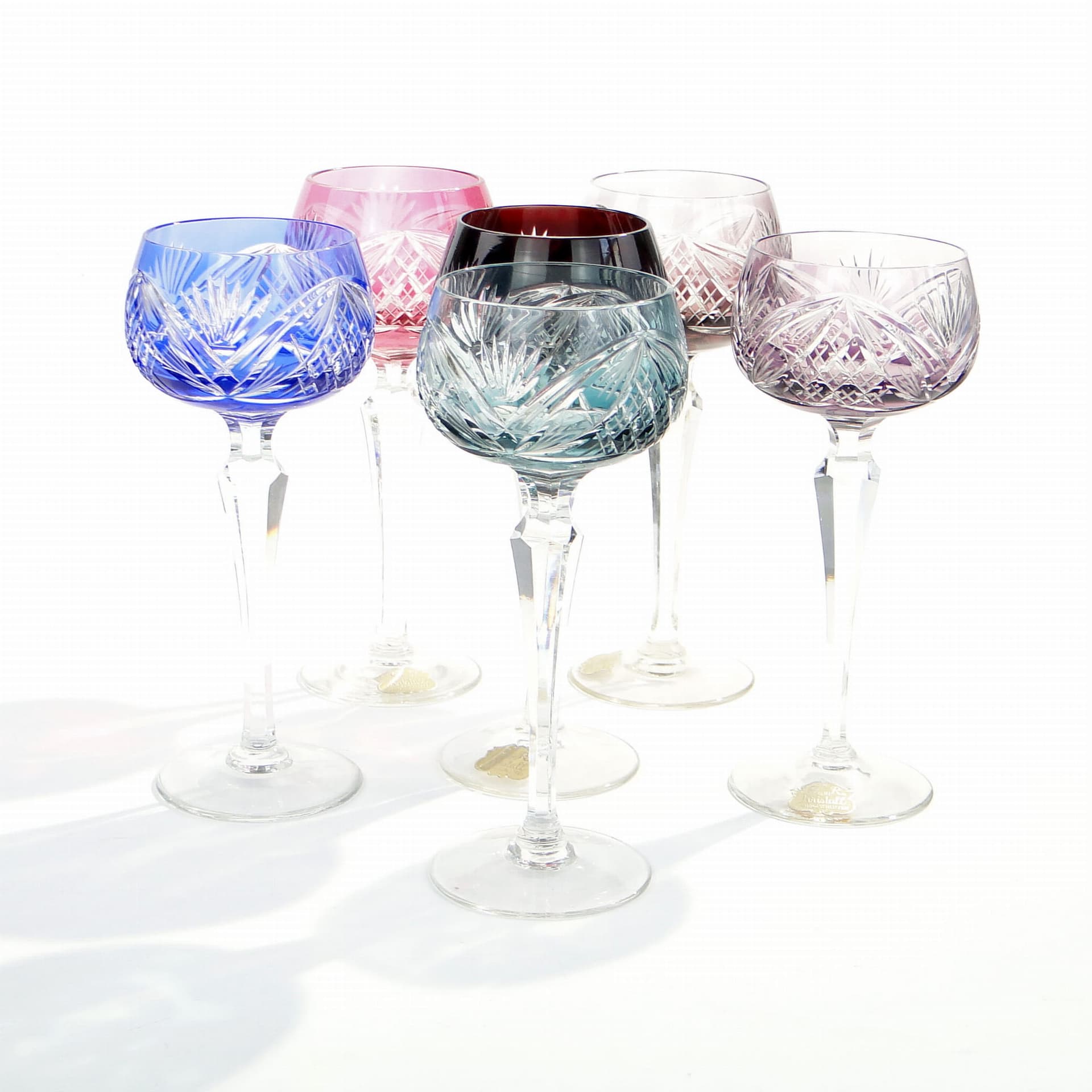 Zestaw sześciu kielichów Art Deco, multicolor, kryształ, Niemcy, lata 30. - 227350