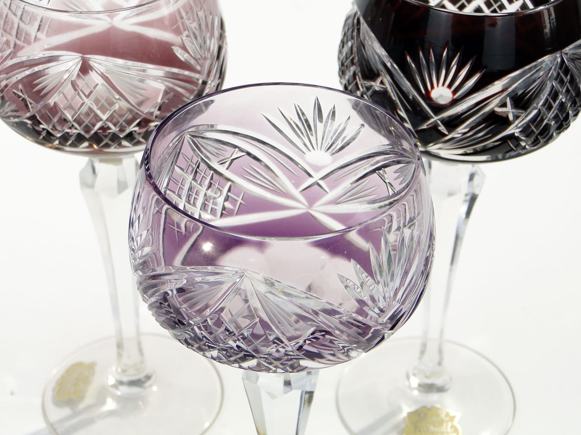 Zestaw sześciu kielichów Art Deco, multicolor, kryształ, Niemcy, lata 30. - 227347