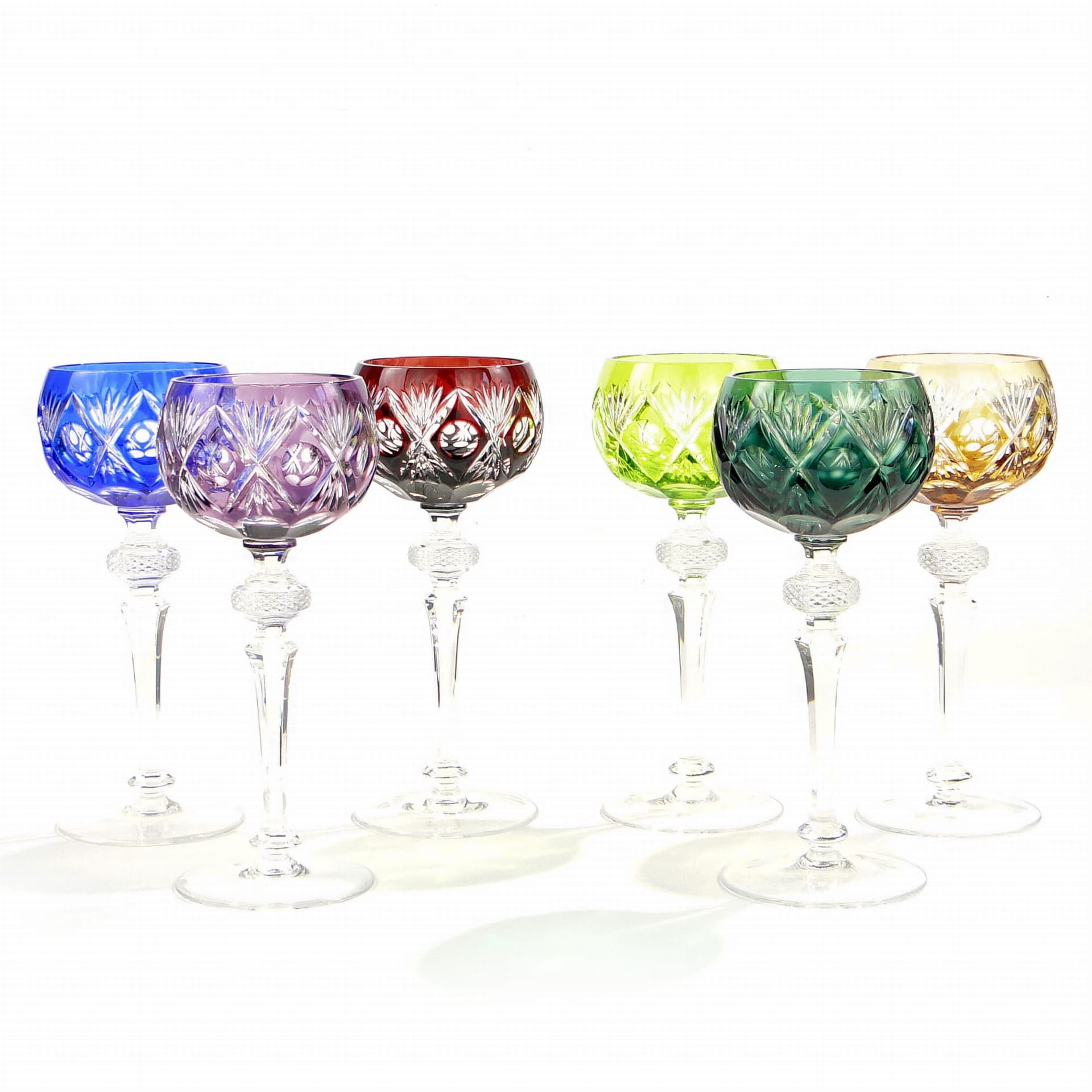 Komplet kielichów do wina Crystal Cabinet, multikolor, kryształ, WMF, Niemcy, lata 60. - 227359