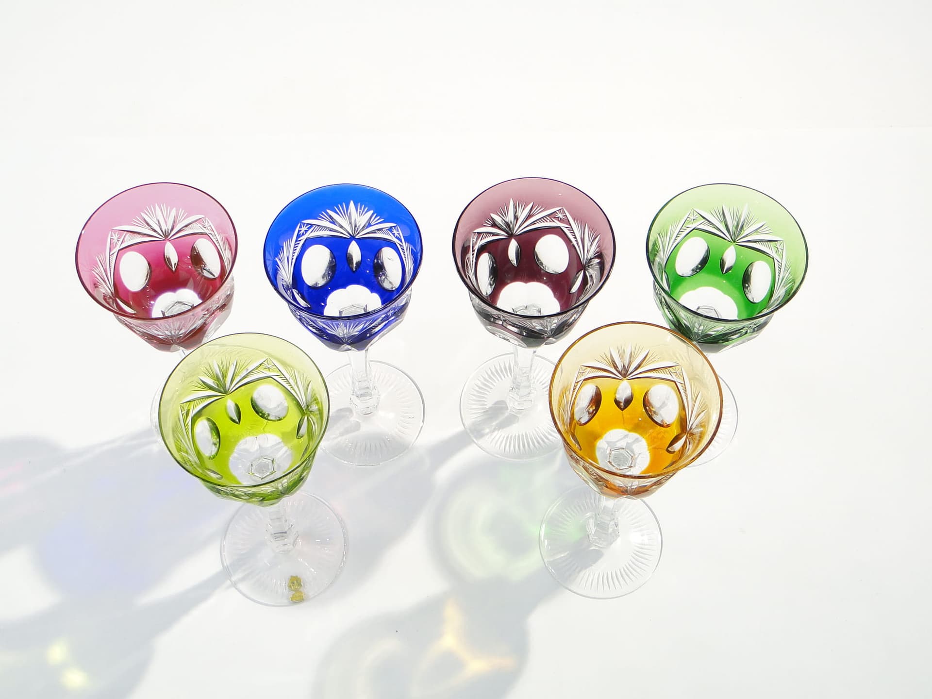 Komplet kielichów do czerwonego wina, Art Deco, multicolor, kryształ, Nachtmann, Niemcy, lata 20. - 227382