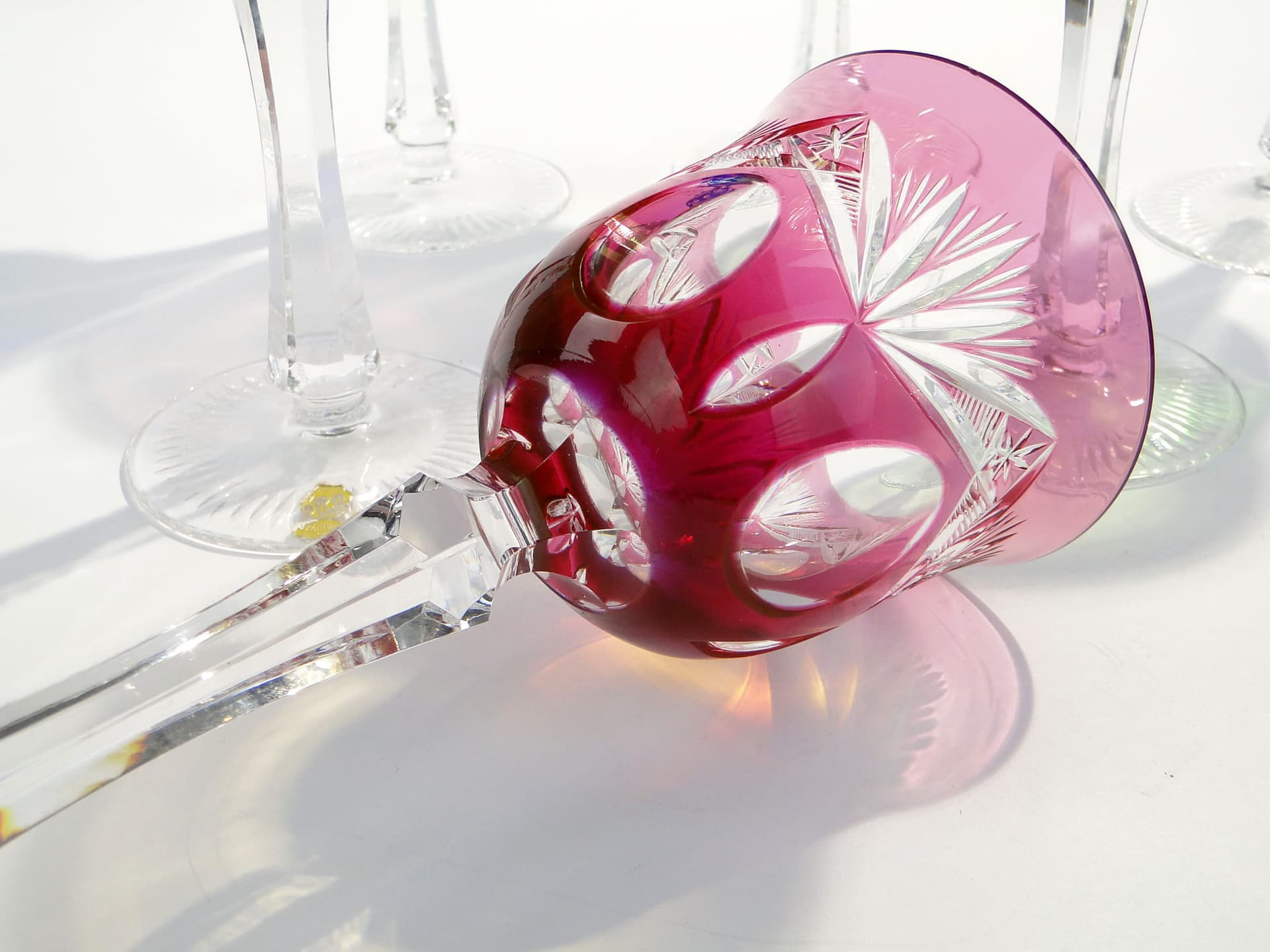 Komplet kielichów do czerwonego wina, Art Deco, multicolor, kryształ, Nachtmann, Niemcy, lata 20. - 227375