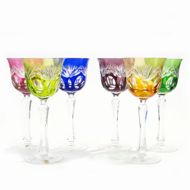Komplet kielichów do czerwonego wina, Art Deco, multicolor, kryształ, Nachtmann, Niemcy, lata 20. - WYMIARY