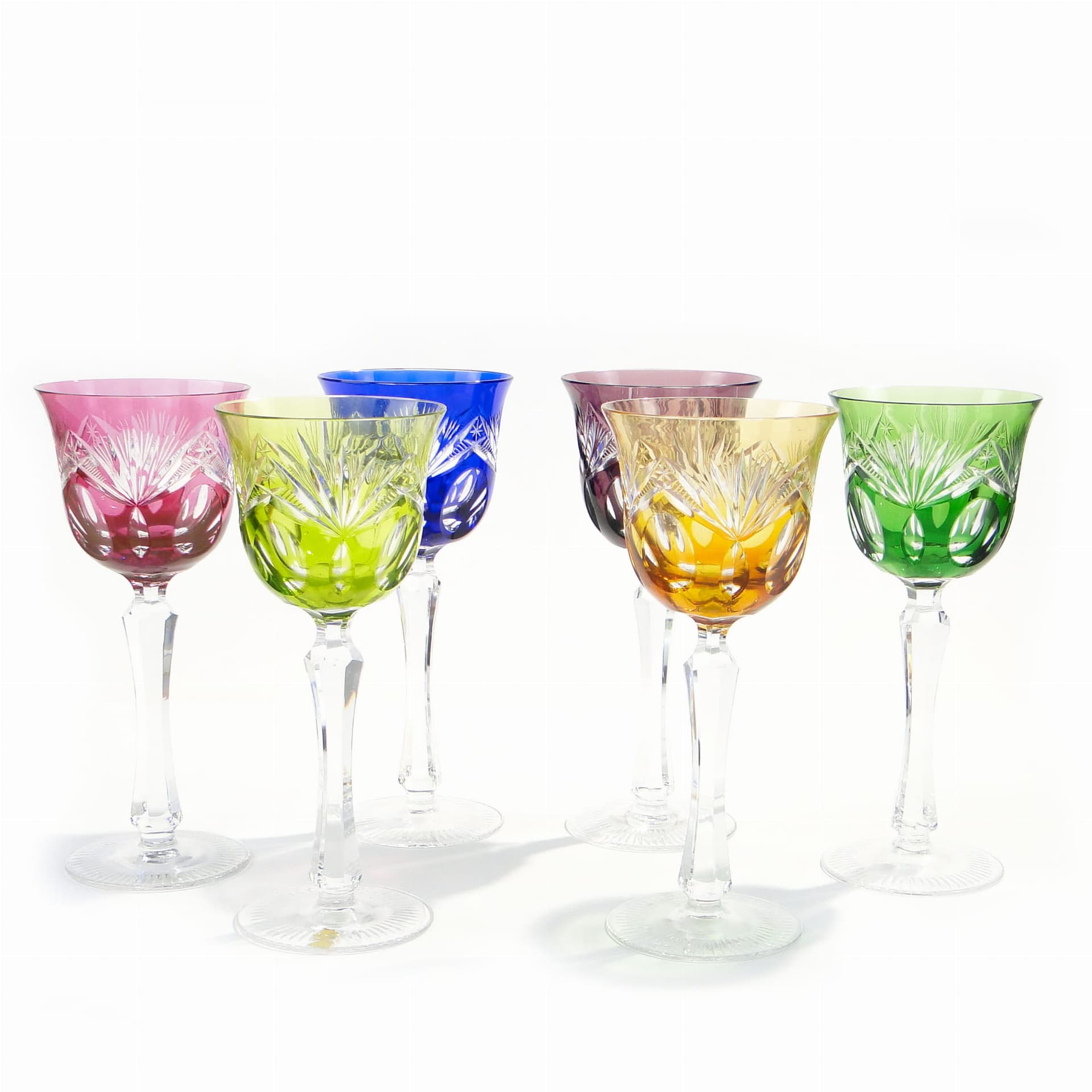 Komplet kielichów do czerwonego wina, Art Deco, multicolor, kryształ, Nachtmann, Niemcy, lata 20. - 227386