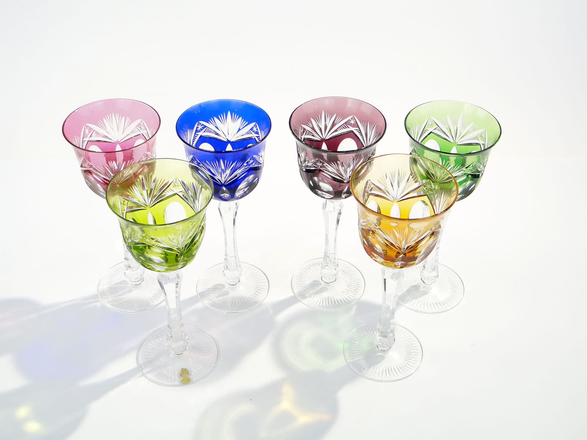 Komplet kielichów do czerwonego wina, Art Deco, multicolor, kryształ, Nachtmann, Niemcy, lata 20. - 227377