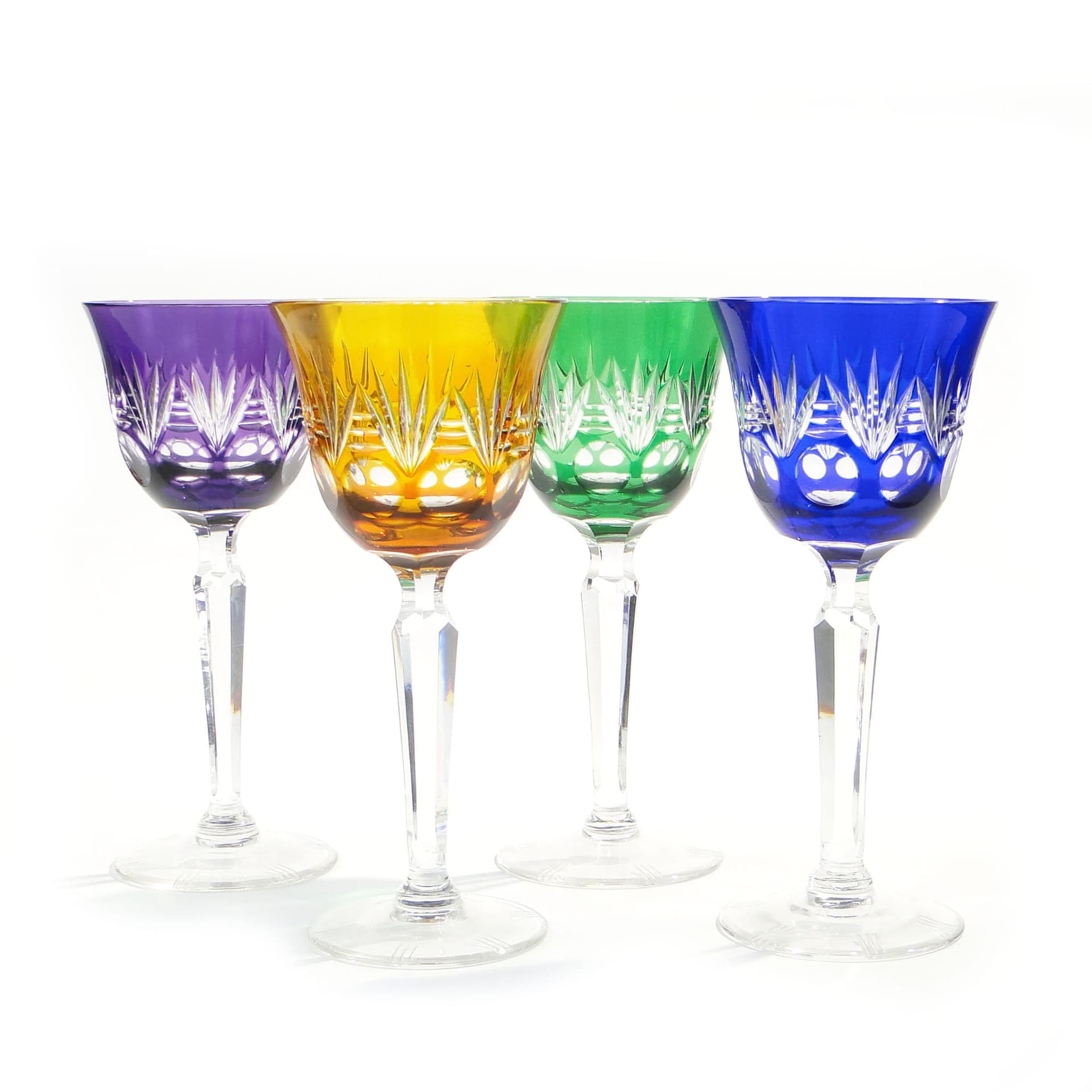 Zestaw czterech kielichów, Art Deco, multicolor, kryształ, Nachtmann, Niemcy, lata 20. - 227395