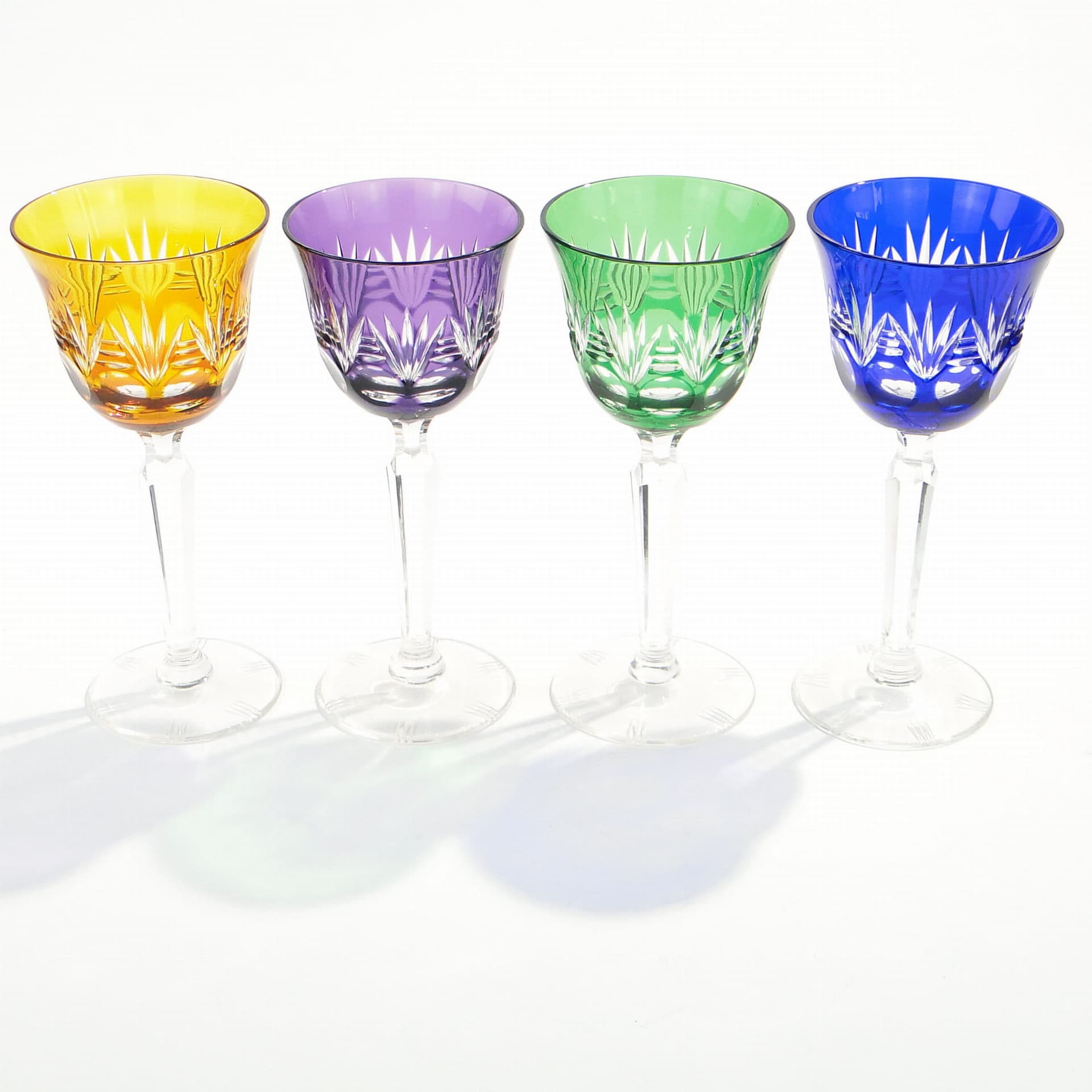 Zestaw czterech kielichów, Art Deco, multicolor, kryształ, Nachtmann, Niemcy, lata 20. - 227397