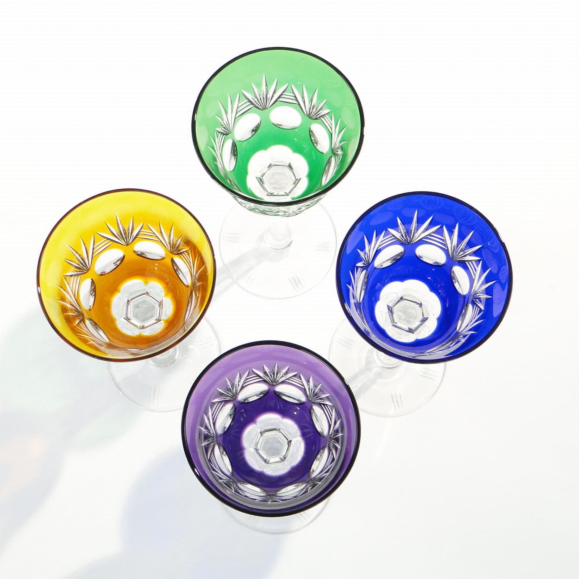 Zestaw czterech kielichów, Art Deco, multicolor, kryształ, Nachtmann, Niemcy, lata 20. - 227394