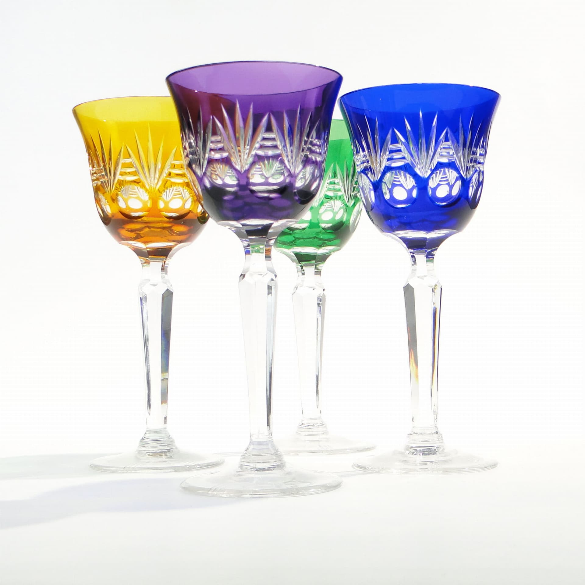 Zestaw czterech kielichów, Art Deco, multicolor, kryształ, Nachtmann, Niemcy, lata 20. - 227393