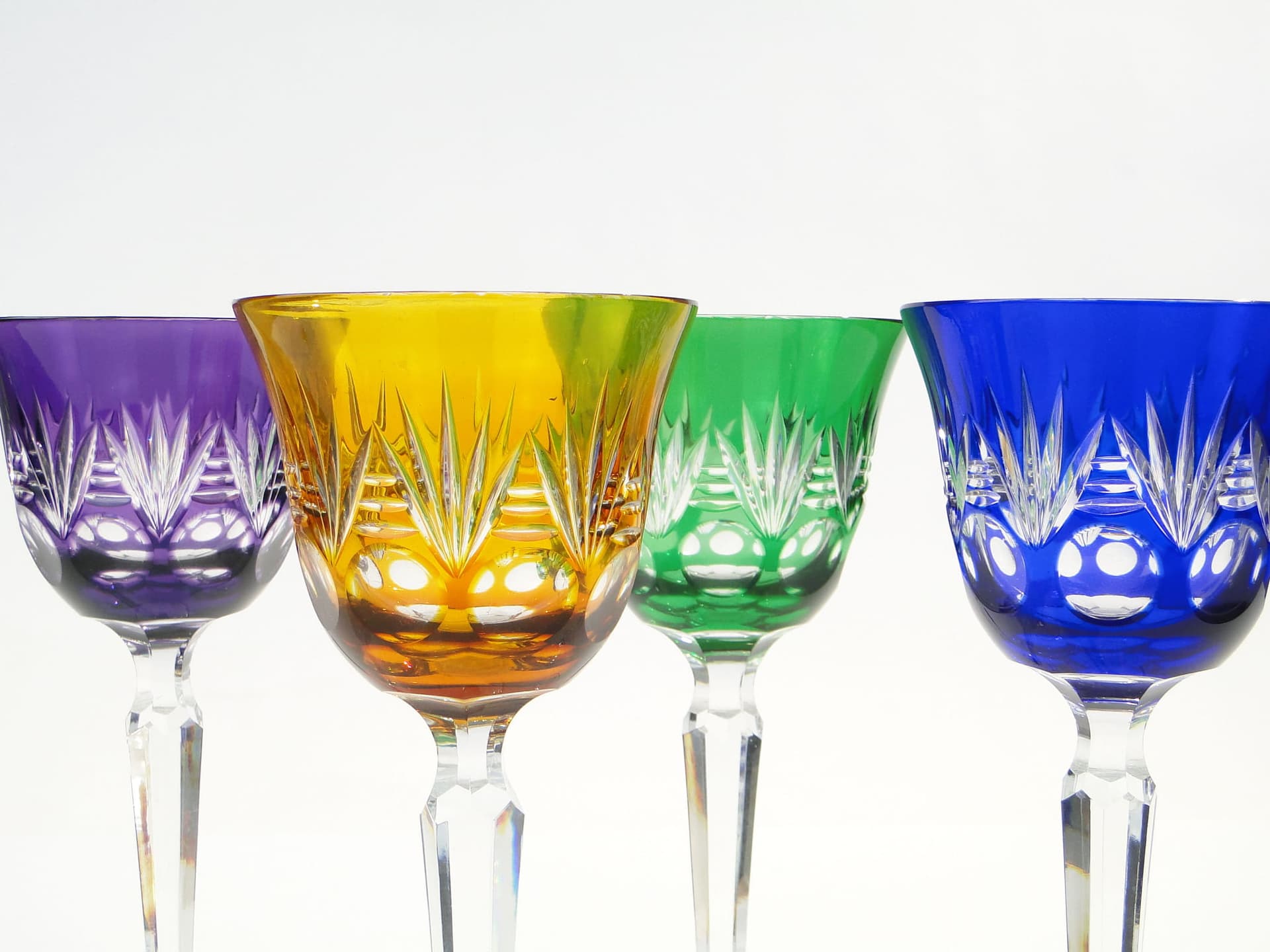 Zestaw czterech kielichów, Art Deco, multicolor, kryształ, Nachtmann, Niemcy, lata 20. - 227401