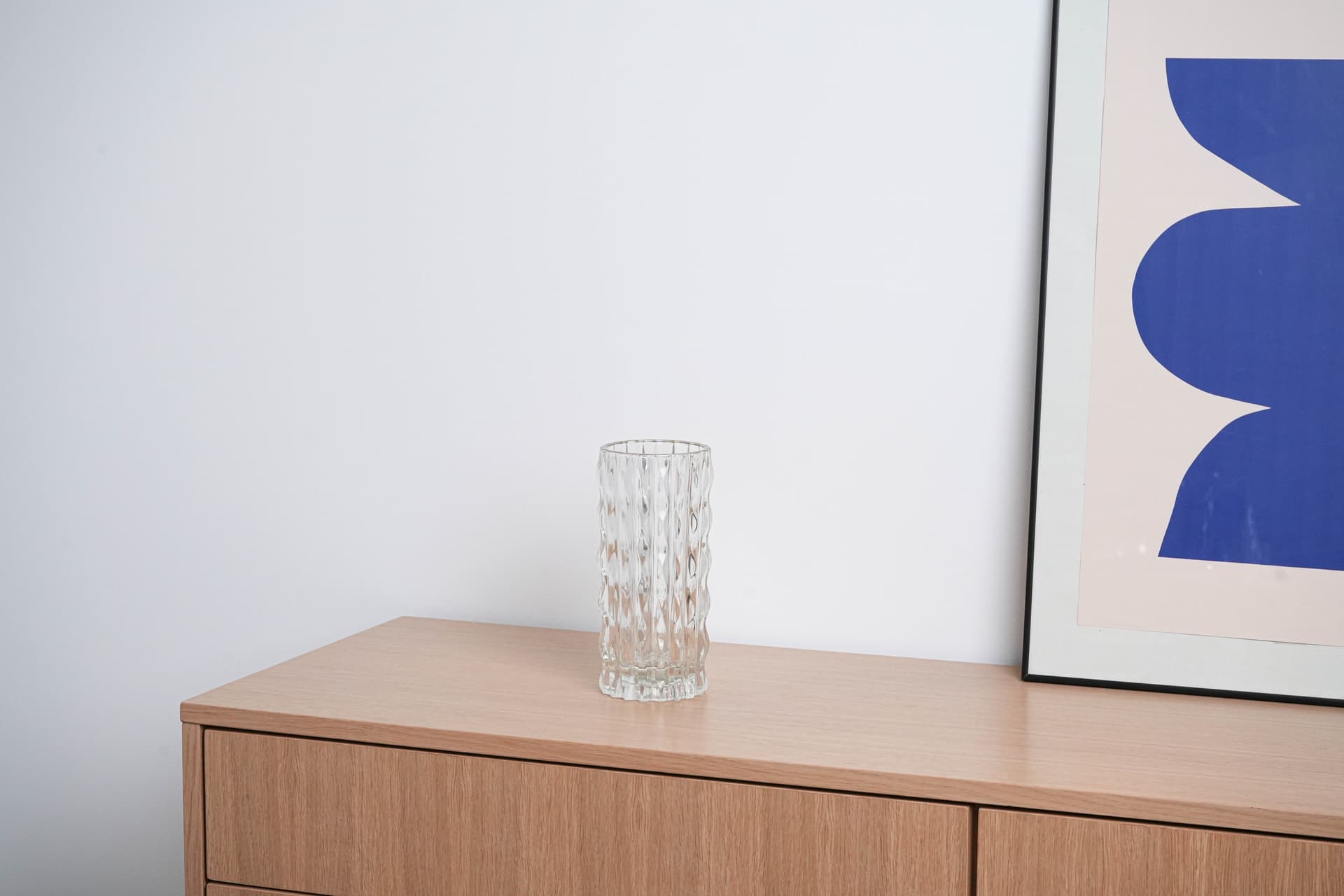 Cylindrical vase, transparent crystal, Italy, 1960s. - 227444