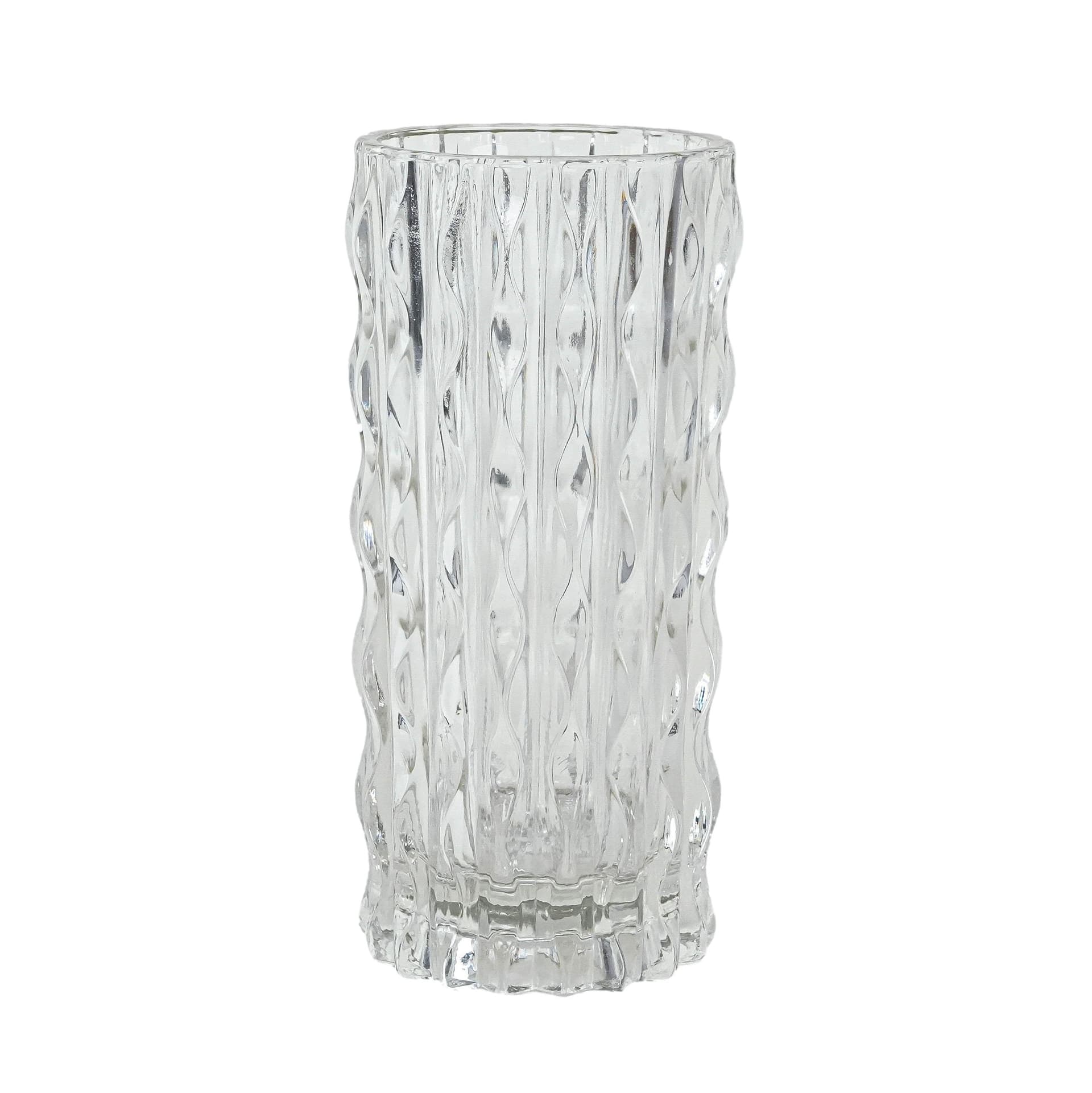 Cylindrical vase, transparent crystal, Italy, 1960s.