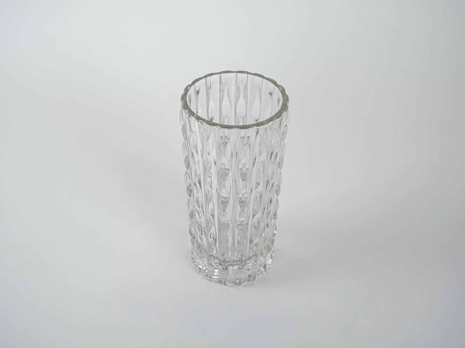 Cylindrical vase, transparent crystal, Italy, 1960s. - 227443
