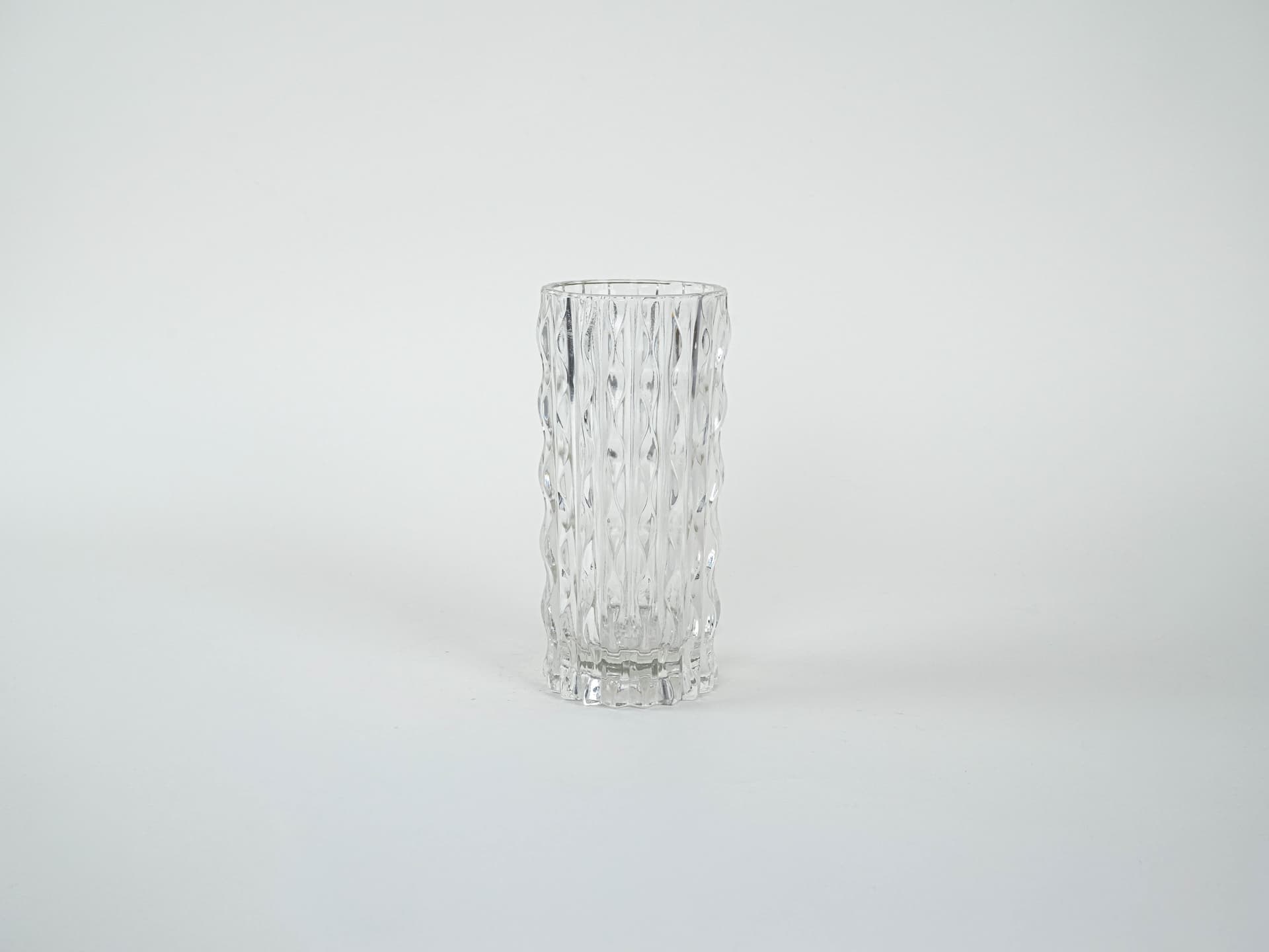 Cylindrical vase, transparent crystal, Italy, 1960s. - 227441