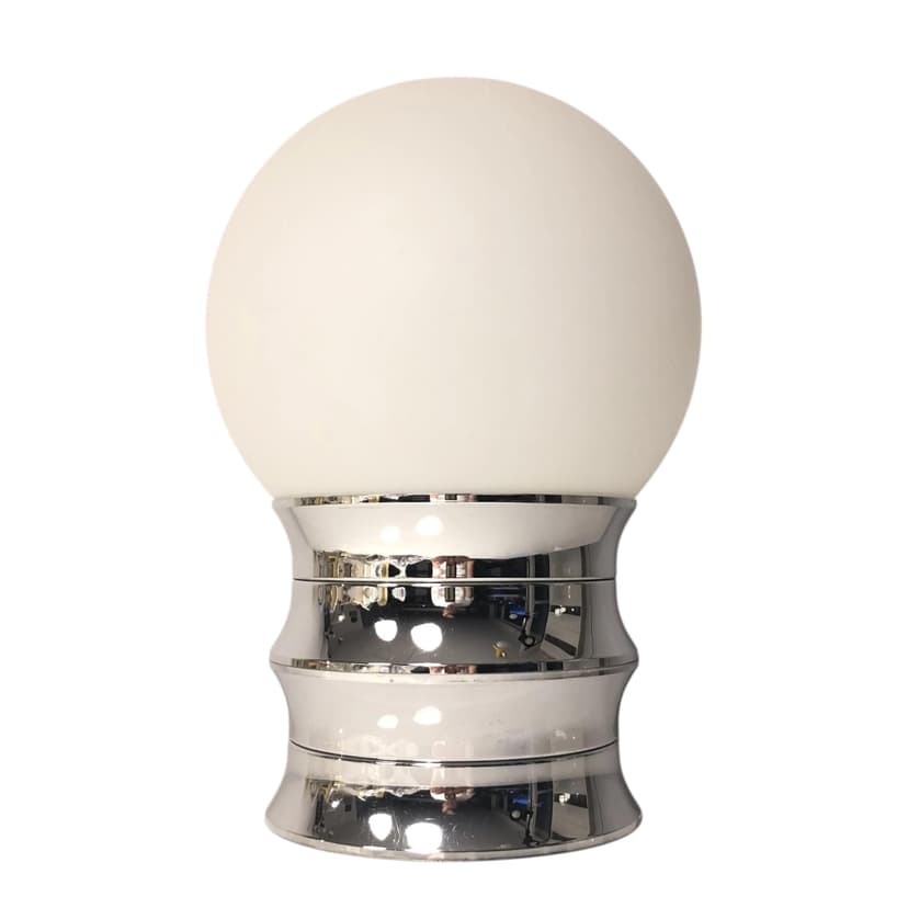 Lampa stołowa Space Age, biała, metal chromowany, AKA Electric, Niemcy, lata 70.