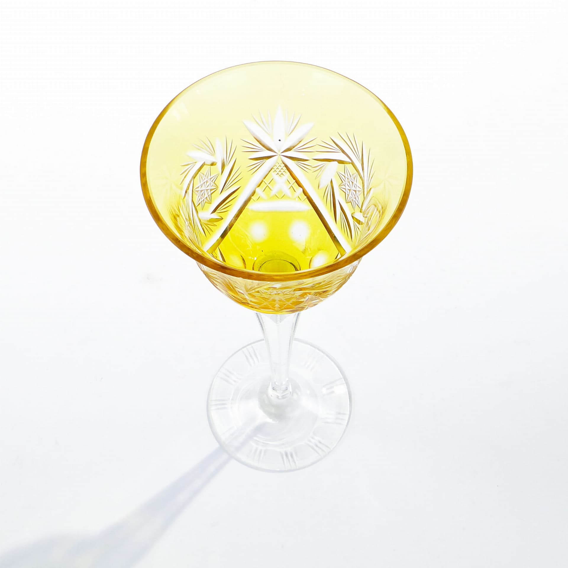 Kielich do wina Art Deco, żółty kryształ, Polska, lata 20. - 227531