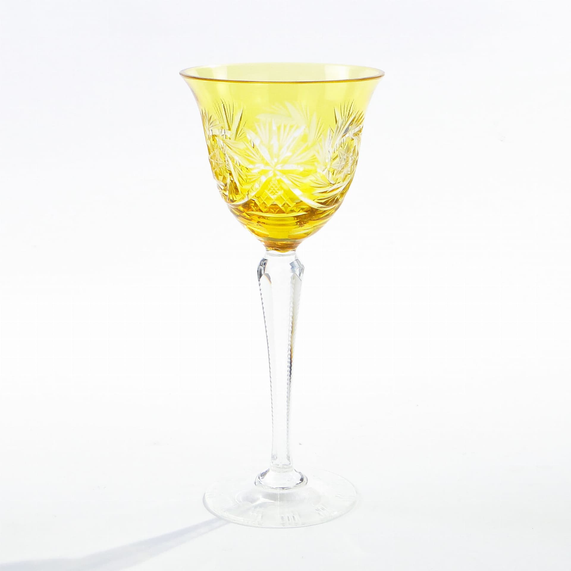 Kielich do wina Art Deco, żółty kryształ, Polska, lata 20. - 227529