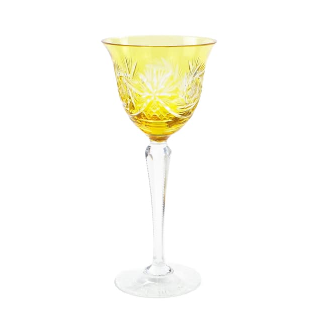 Kielich do wina Art Deco, żółty kryształ, Polska, lata 20. - WYMIARY