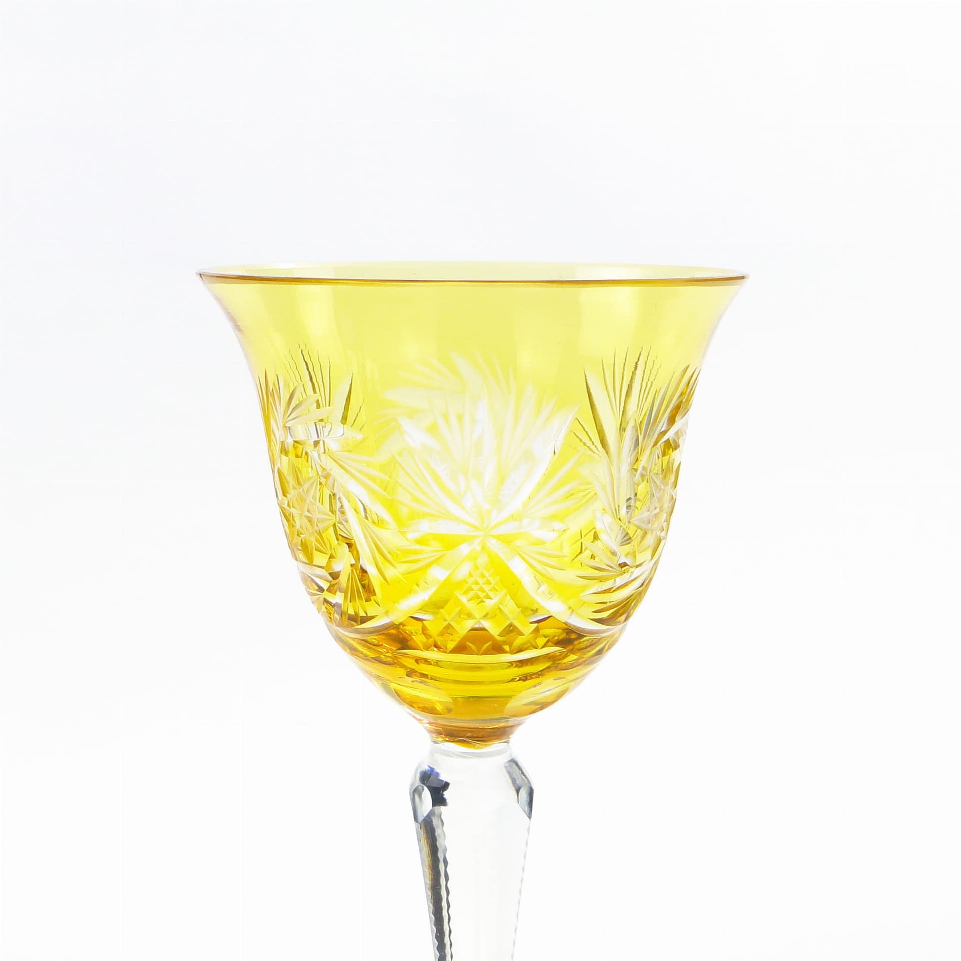 Kielich do wina Art Deco, żółty kryształ, Polska, lata 20. - 227530