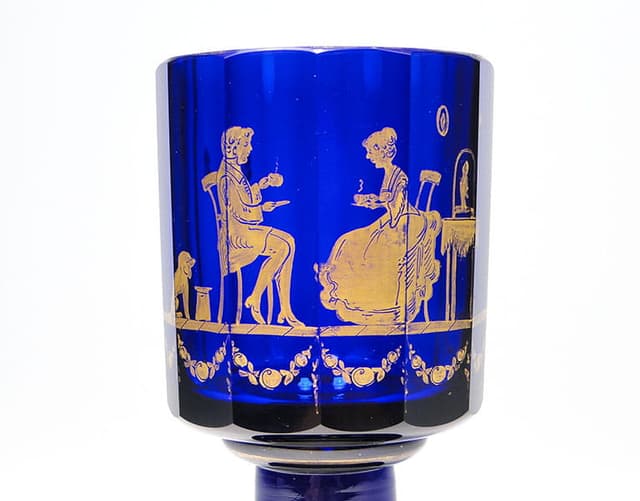 Kielich, szkło kobaltowe, Czechy, początek XX w. - WYMIARY