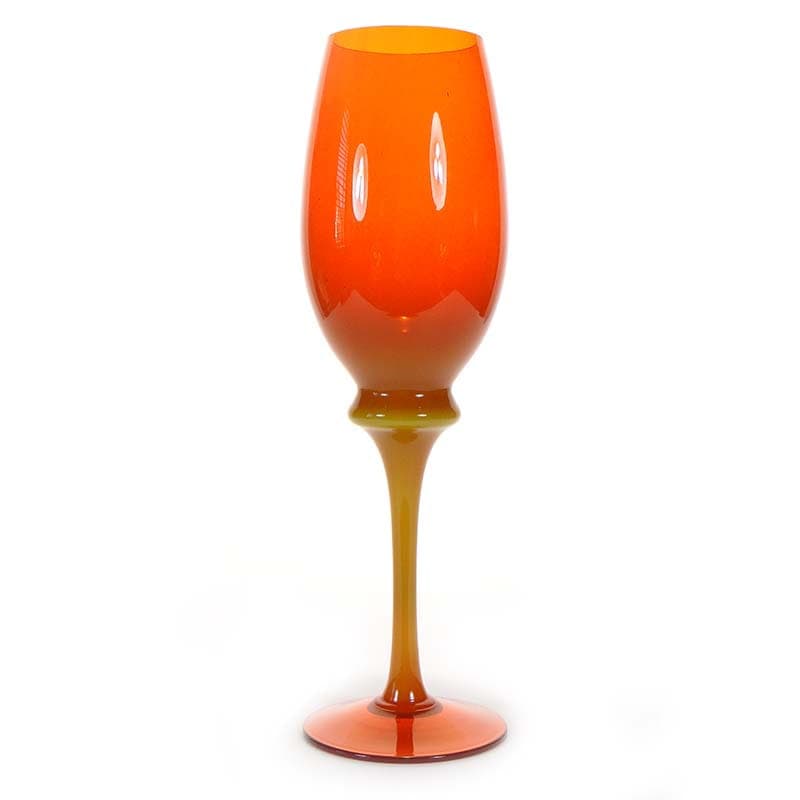 Wazon kielich, szkło sodowe pomarańczowy, proj. Z. Horbowy, Huta Szkła Sudety, Polska, lata 70.