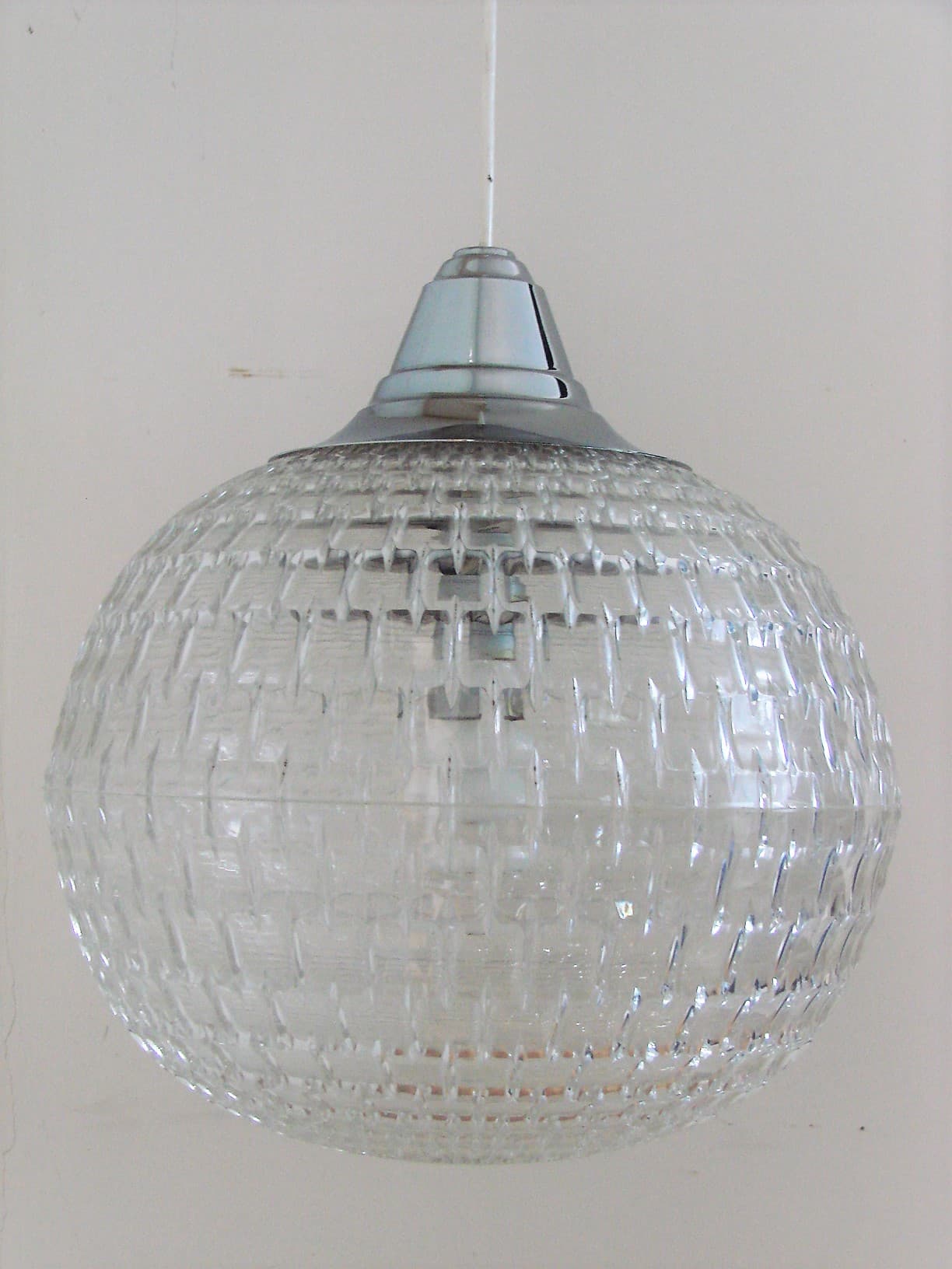 Lampa wisząca 2106, transparentny akryl, chrom, ERCO, Niemcy, lata 70. - 227567