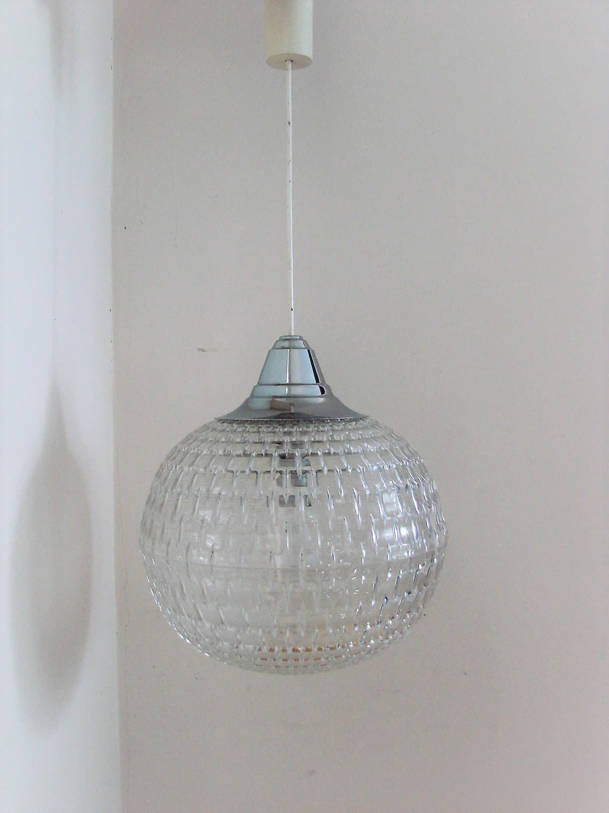 Lampa wisząca 2106, transparentny akryl, chrom, ERCO, Niemcy, lata 70. - 227562